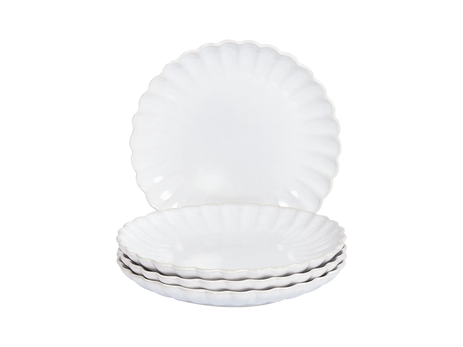 Dessertteller 4er Set NETTLE Steinzeug Weiss