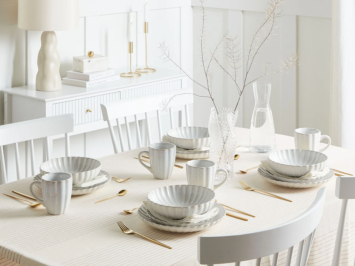 Set de 4 assiettes à dessert NETTLE Grès Blanc