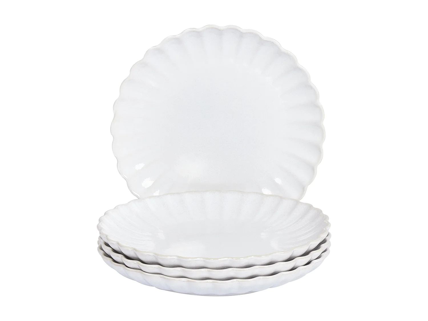 Set de 4 assiettes à dessert NETTLE Grès Blanc