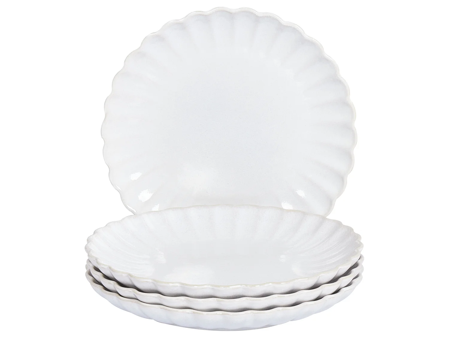 Set of 4 Side Plates NETTLE Stoneware White