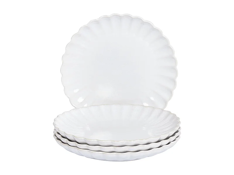 Set de 4 assiettes à dessert NETTLE Grès Blanc