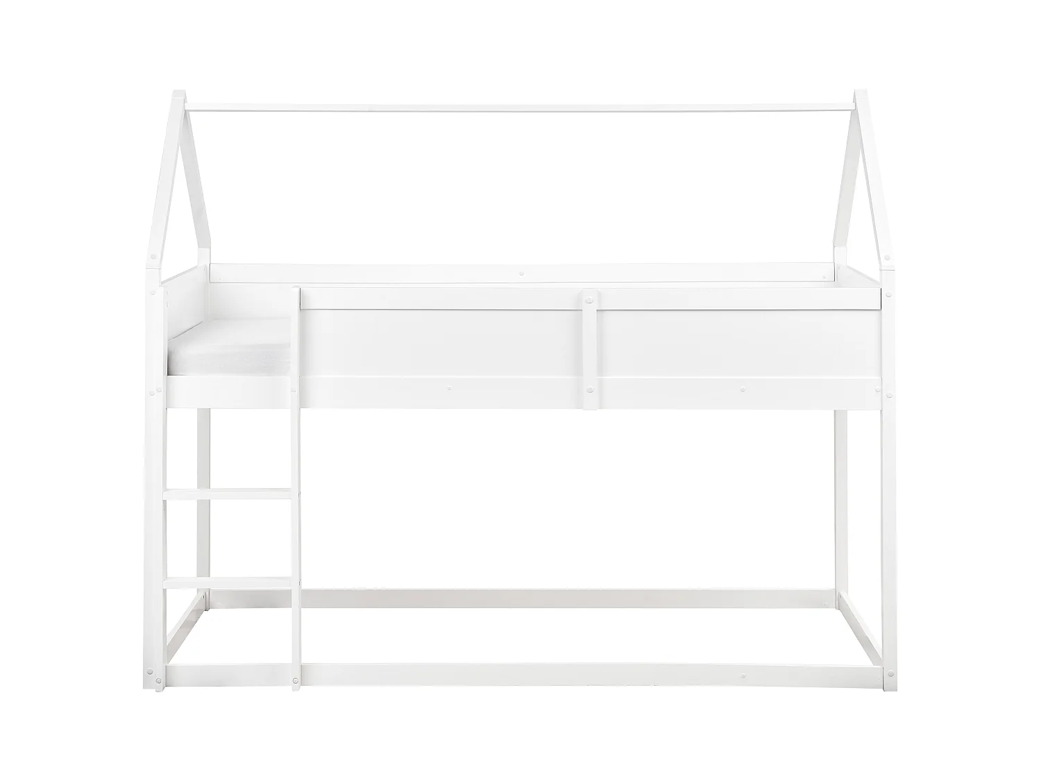 Lit à mit-hauteur Maison Bois de pin DIENNE 90 x 200 cm Blanc