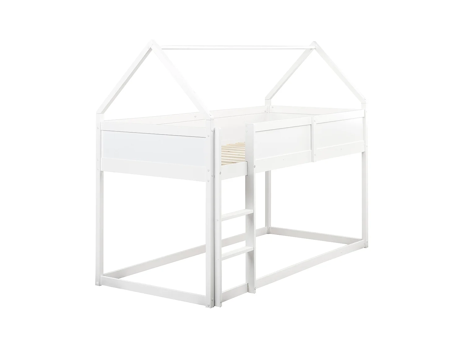 Lit à mit-hauteur Maison Bois de pin DIENNE 90 x 200 cm Blanc