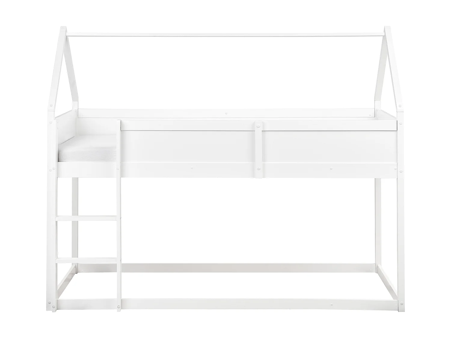 Lit à mit-hauteur Maison Bois de pin DIENNE 90 x 200 cm Blanc