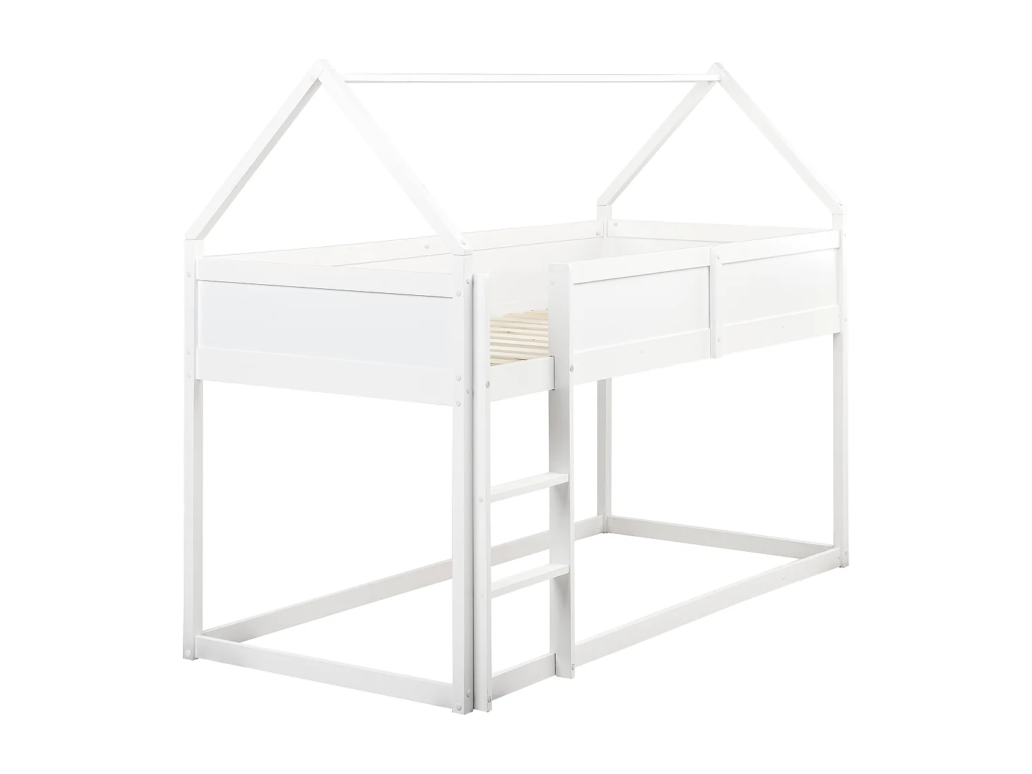 Lit à mit-hauteur Maison Bois de pin DIENNE 90 x 200 cm Blanc