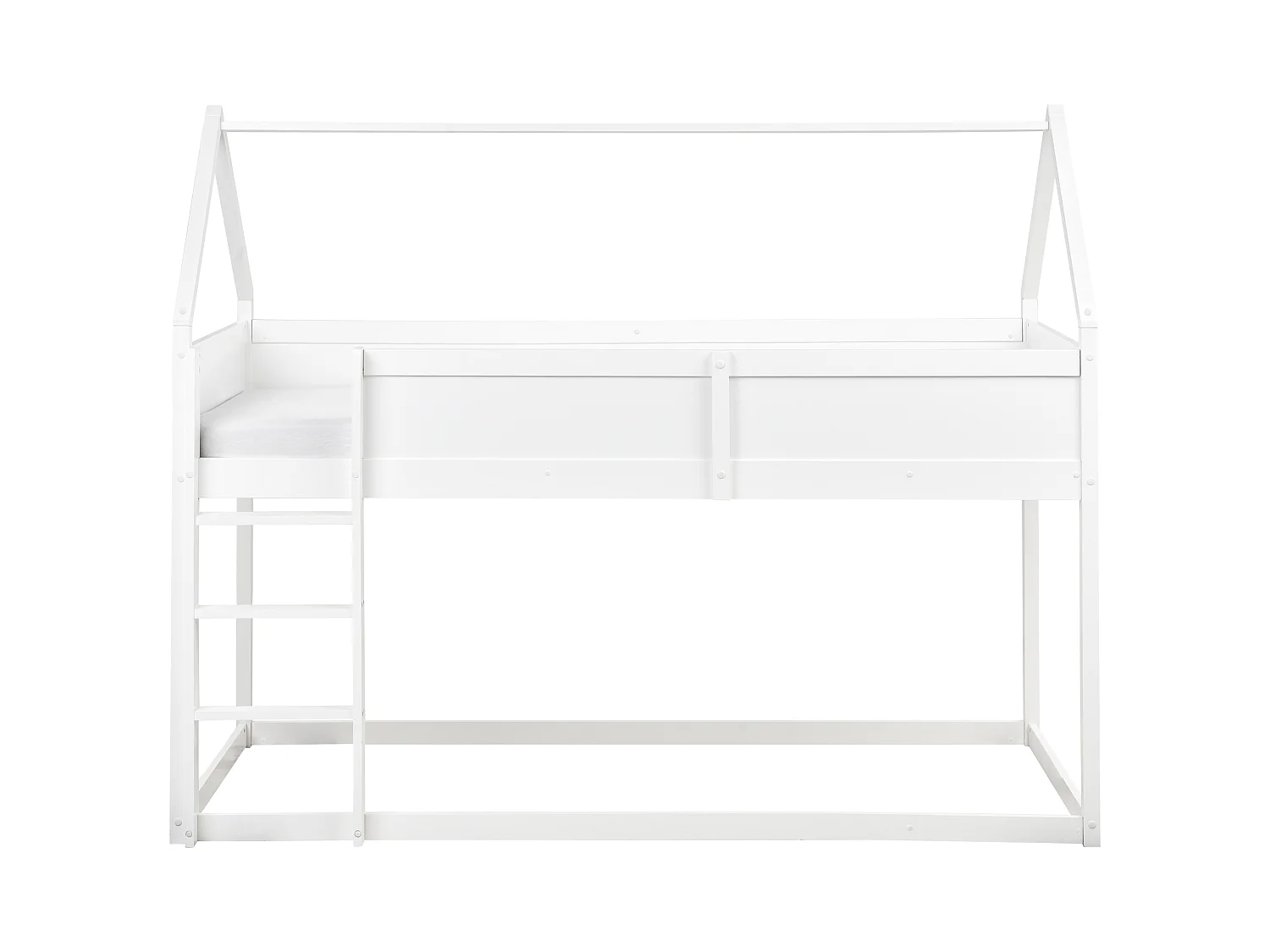 Lit à mit-hauteur Maison Bois de pin DIENNE 90 x 200 cm Blanc