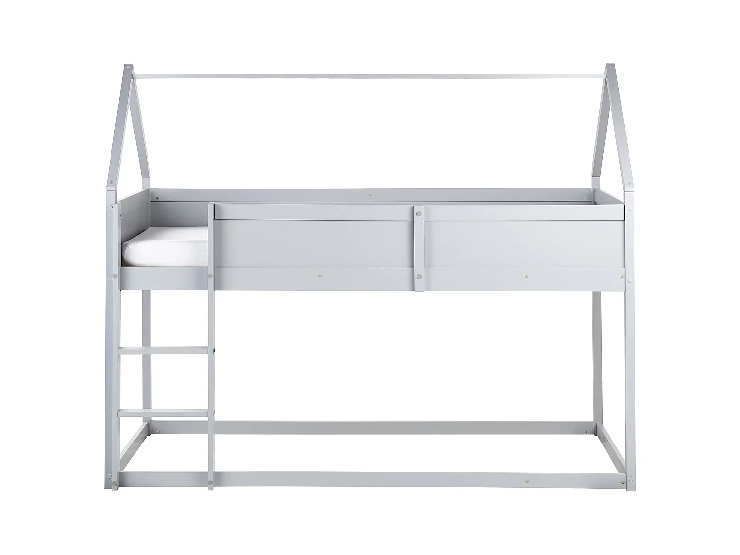 Lit à mit-hauteur Maison Bois de pin DIENNE 90 x 200 cm Gris