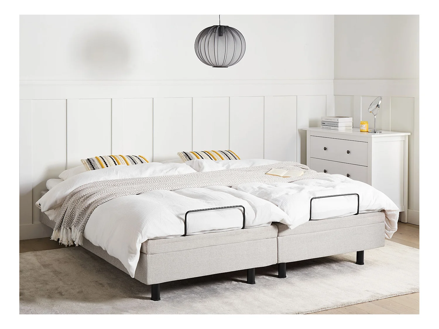 Lit réglable sans tête de lit Tissu DUKE 180 x 200 cm Beige