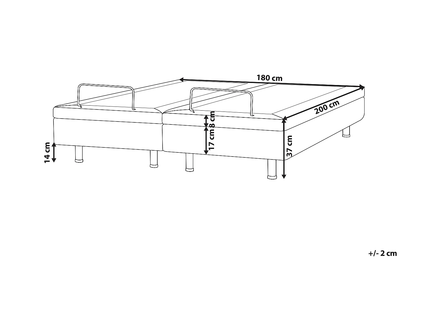 Lit réglable sans tête de lit Tissu DUKE 180 x 200 cm Beige