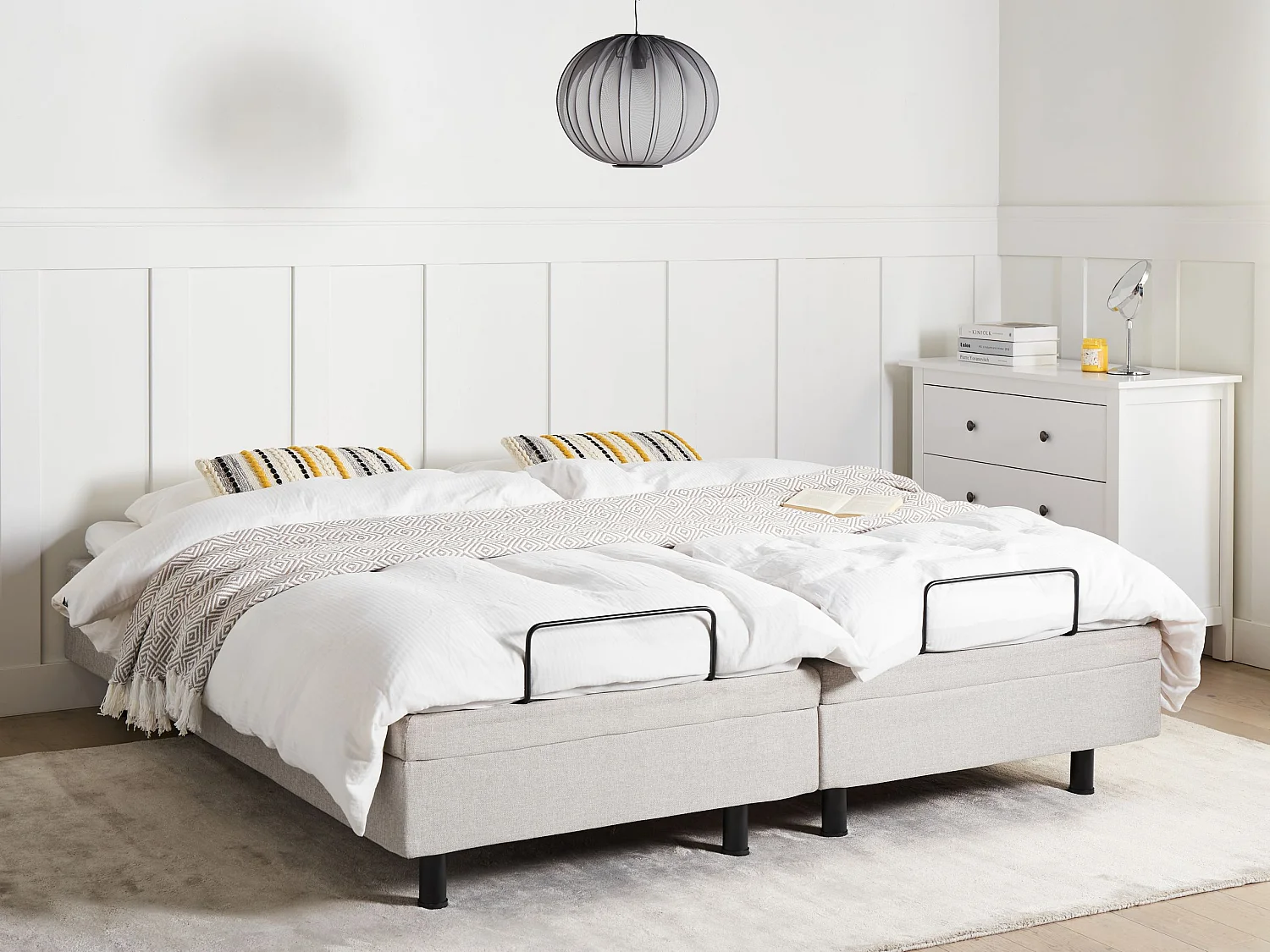 Cama ajustável sem cabeceira Tecido DUKE 180 x 200 cm Creme