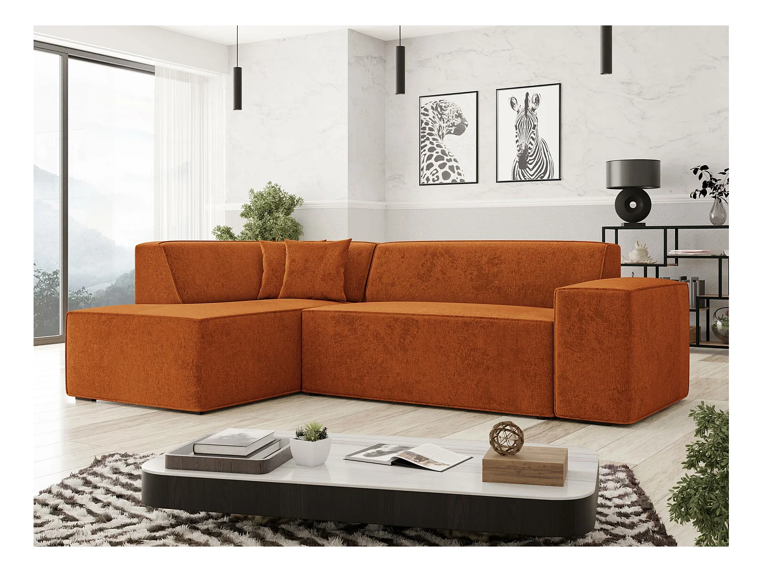 Canapé d'angle Comfivo 289, Rouge, 267x205x73cm