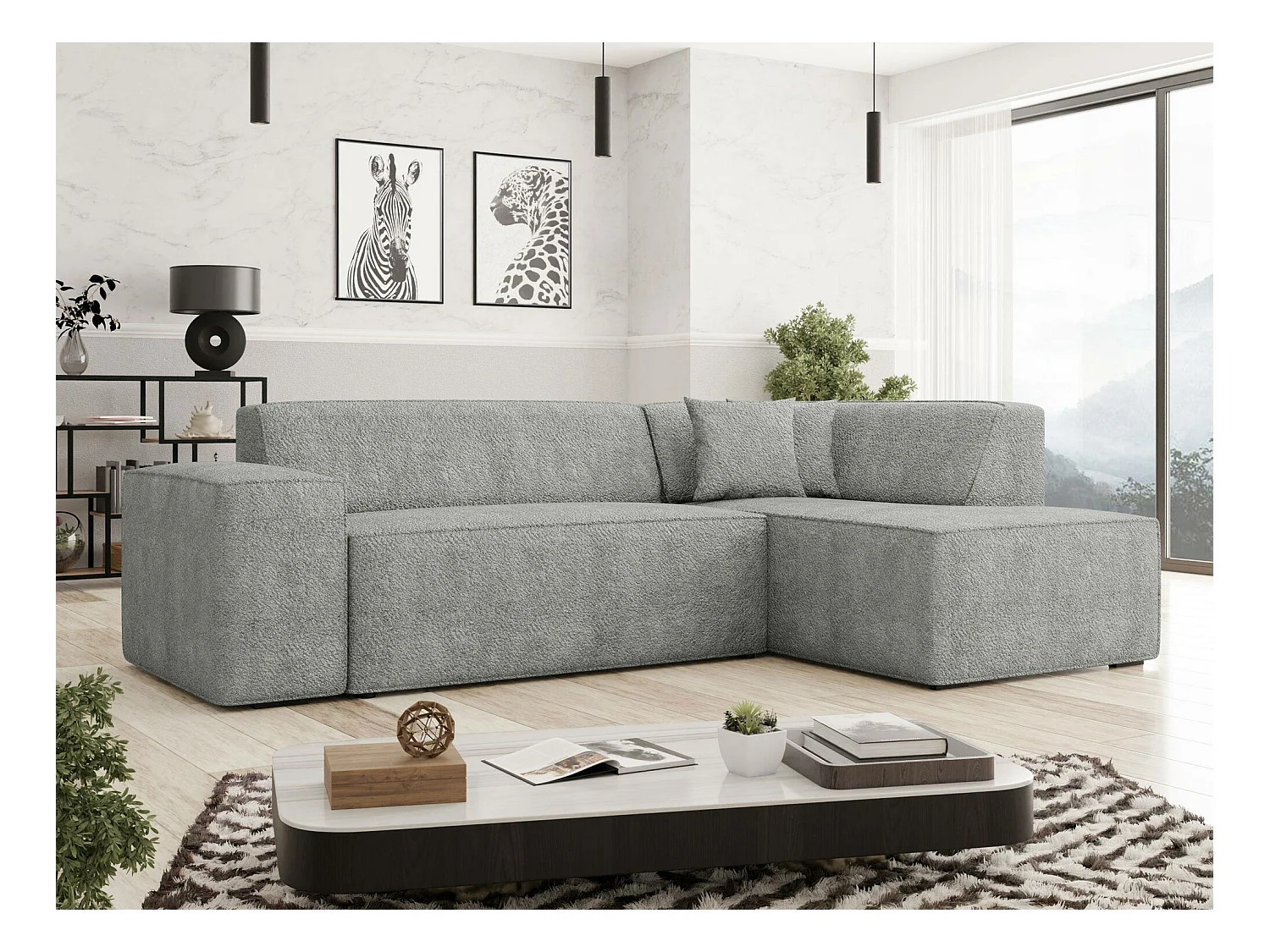 Canapé d'angle Comfivo 289, Gris, 267x205x73cm