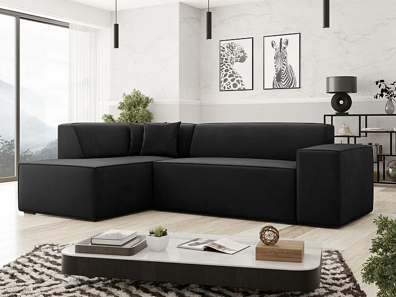 Sofá rinconero Comfivo 289, Negro, 267x205x73cm