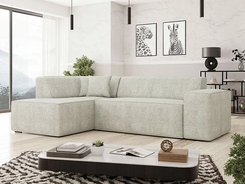 Sofá rinconero Comfivo 289, De color marrón claro, 267x205x73cm