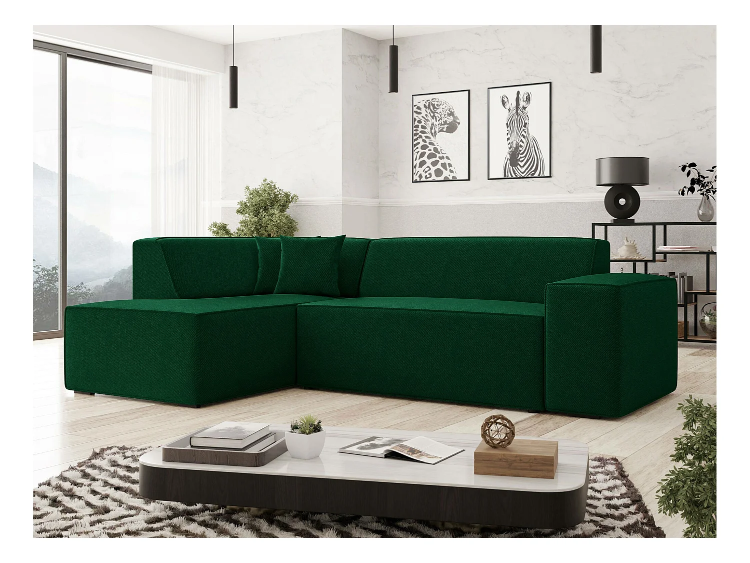 Sofá rinconero Comfivo 289, Verde, 267x205x73cm