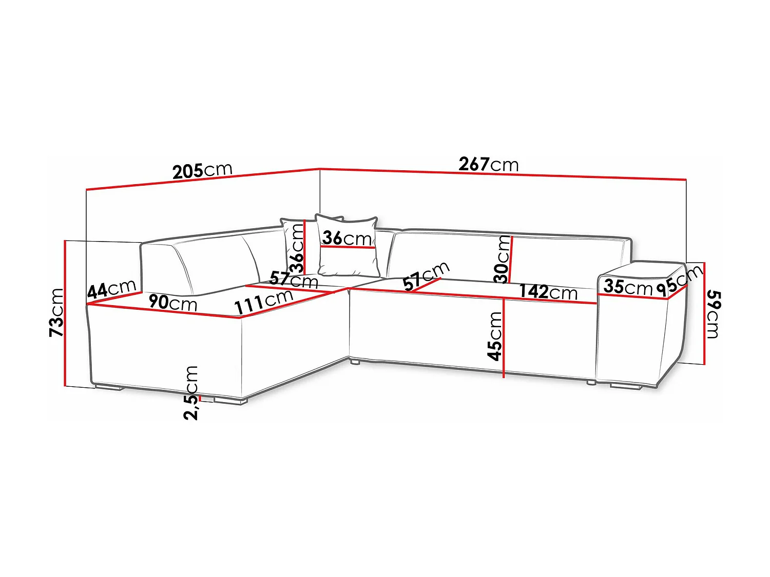 Sofá rinconero Comfivo 289, Verde, 267x205x73cm