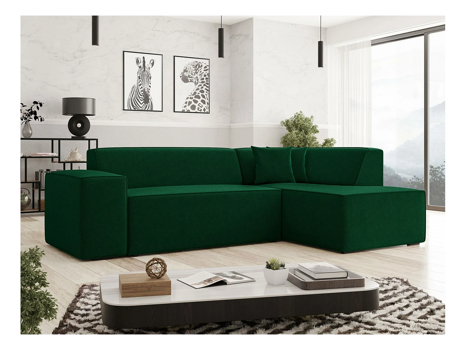 Sofá rinconero Comfivo 289, Verde, 267x205x73cm