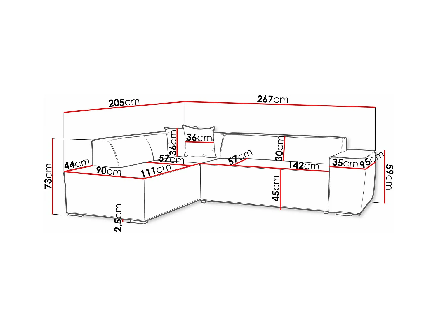 Sofá rinconero Comfivo 289, Verde, 267x205x73cm