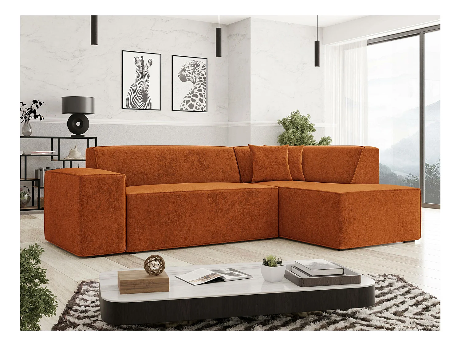 Canapé d'angle Comfivo 289, Rouge, 267x205x73cm