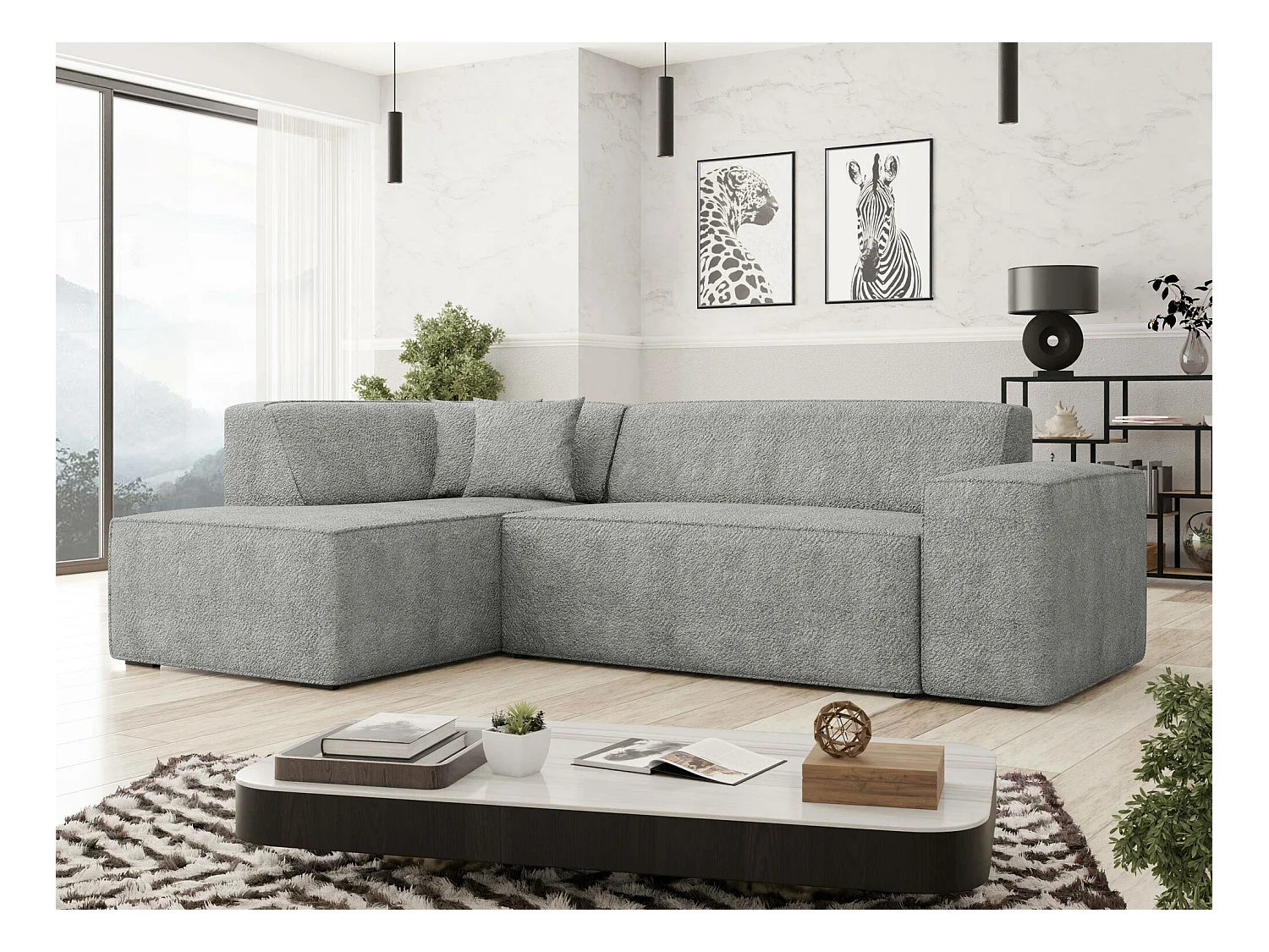 Sofá rinconero Comfivo 289, Gris, 267x205x73cm