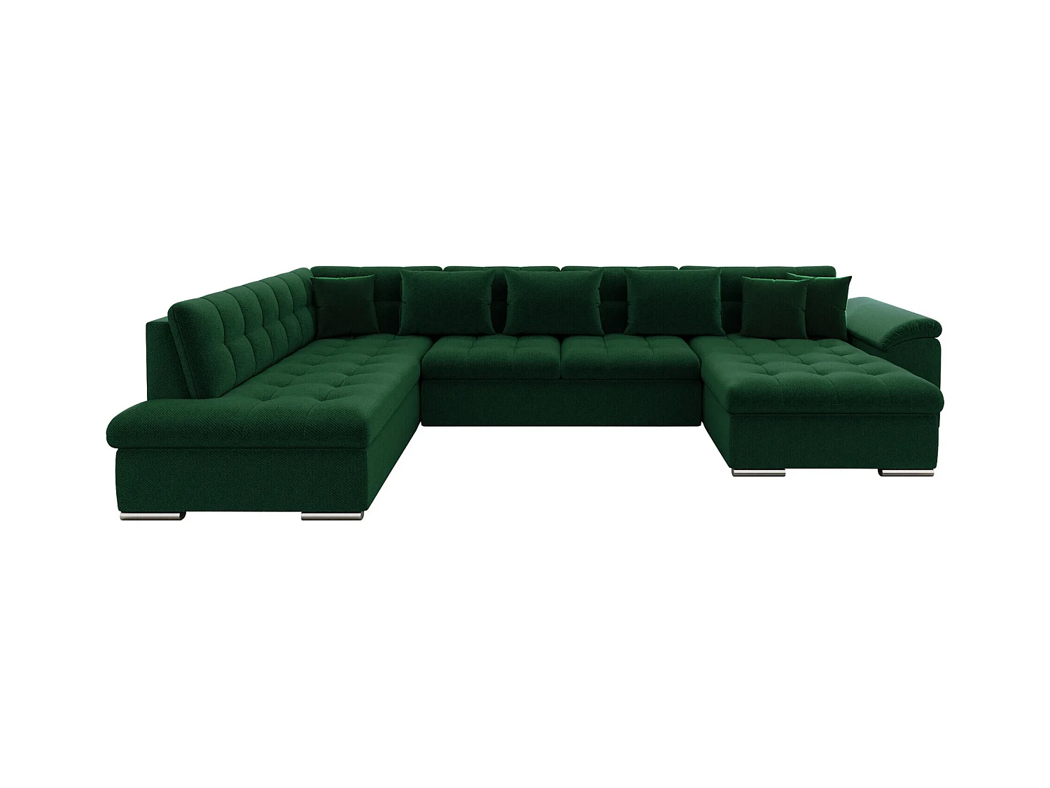 Canapé d'angle Comfivo 128, Vert, Fonction de couchage, 348x205x76cm