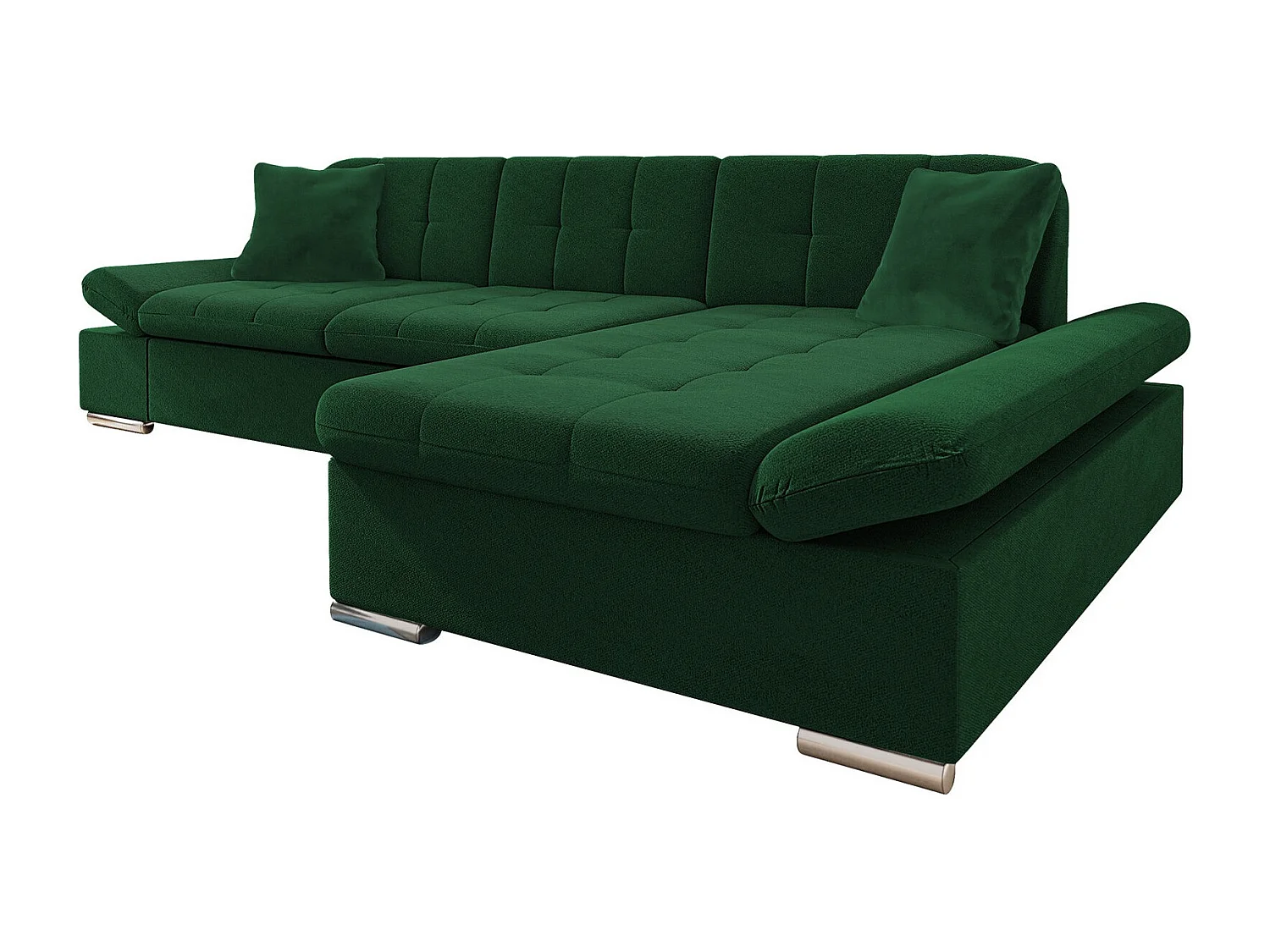 Sofá rinconero Comfivo 152, Verde, Función de descanso, Almacenaje, 278x161x76cm