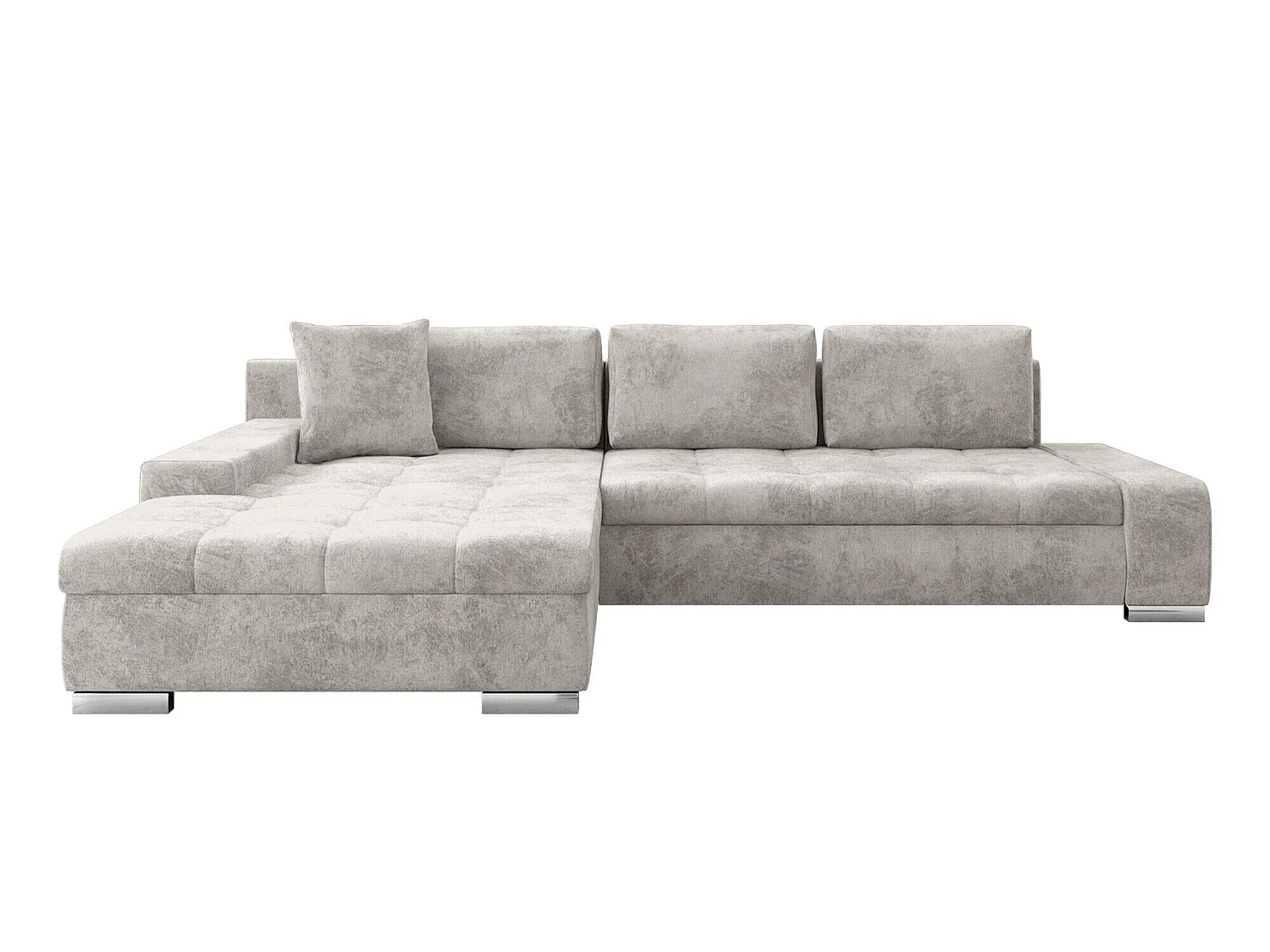 Canapé d'angle convertible 3 places en tissu gris