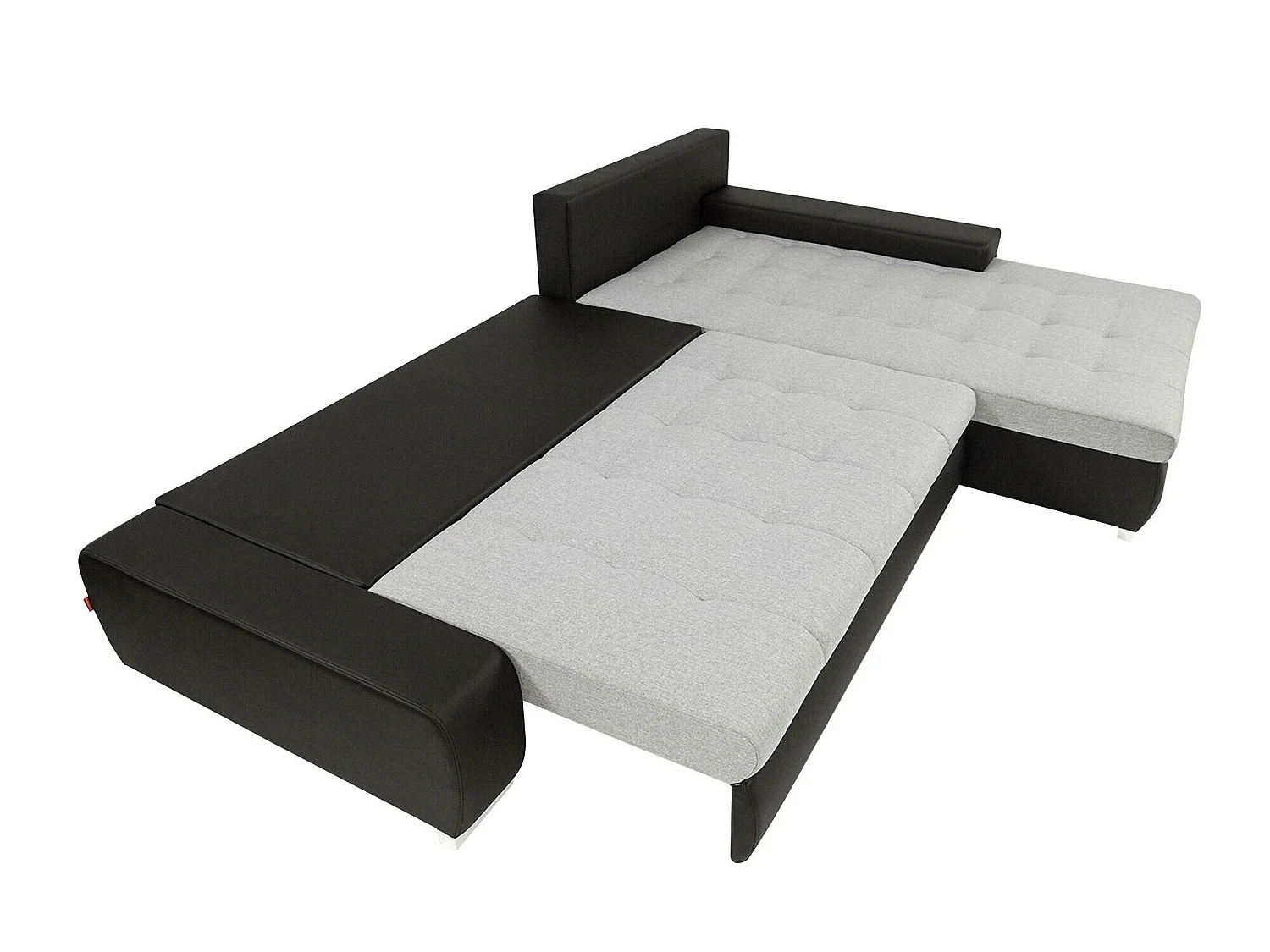 Canapé d'angle convertible 3 places en tissu gris