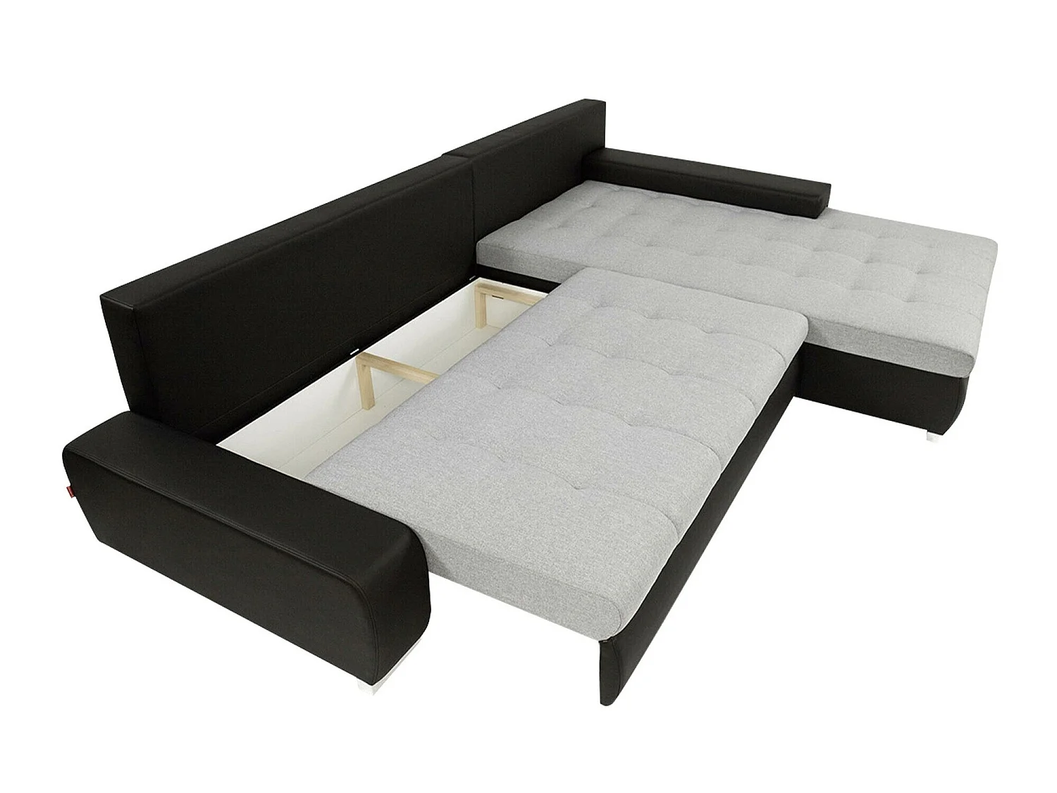 Canapé d'angle convertible 3 places en tissu gris