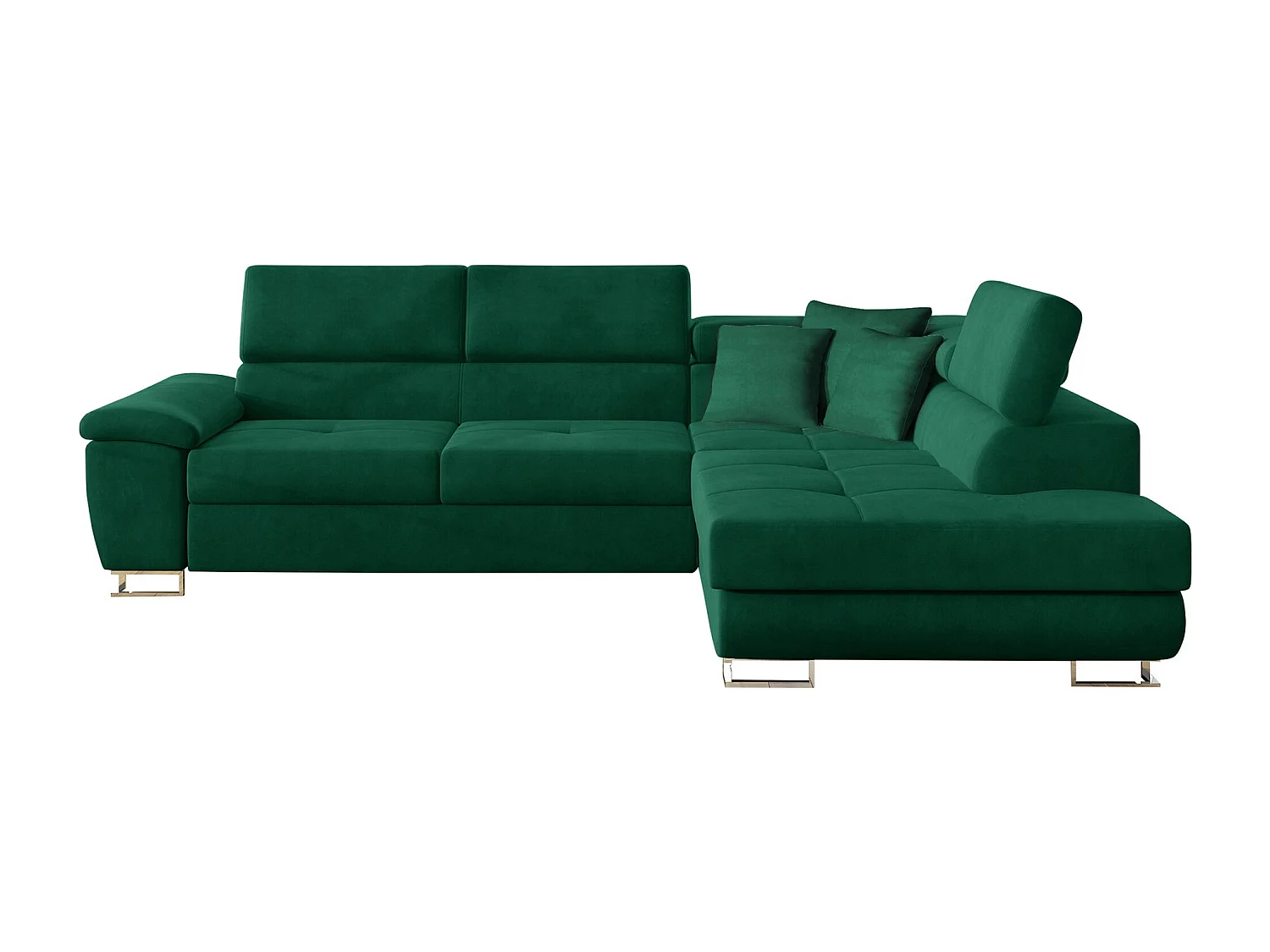 Sofá rinconero Comfivo 166, Verde, Función de descanso, Almacenaje, 270x202x71cm