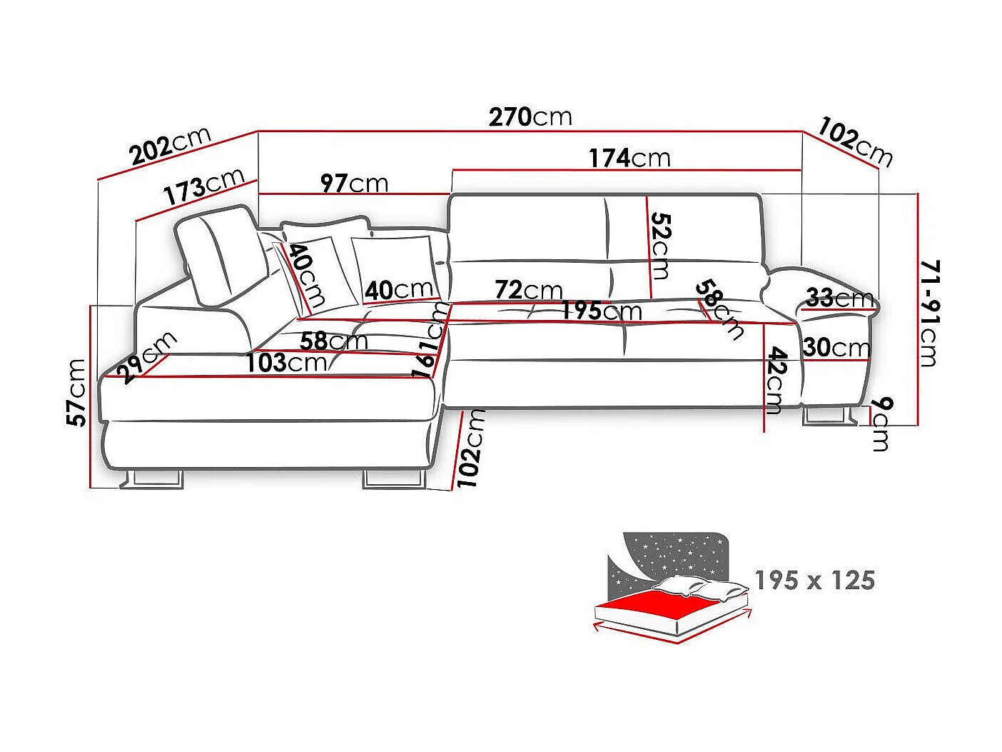 Sofá rinconero Comfivo 166, Verde, Función de descanso, Almacenaje, 270x202x71cm