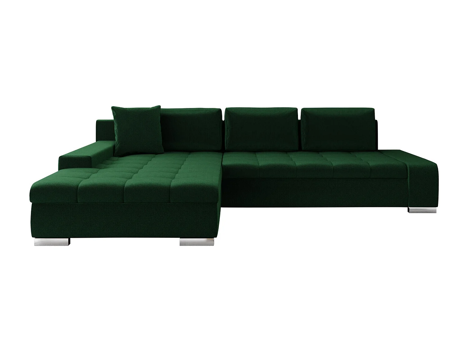 Sofá rinconero Comfivo 147, Verde, Función de descanso, Almacenaje, 302x213x80cm