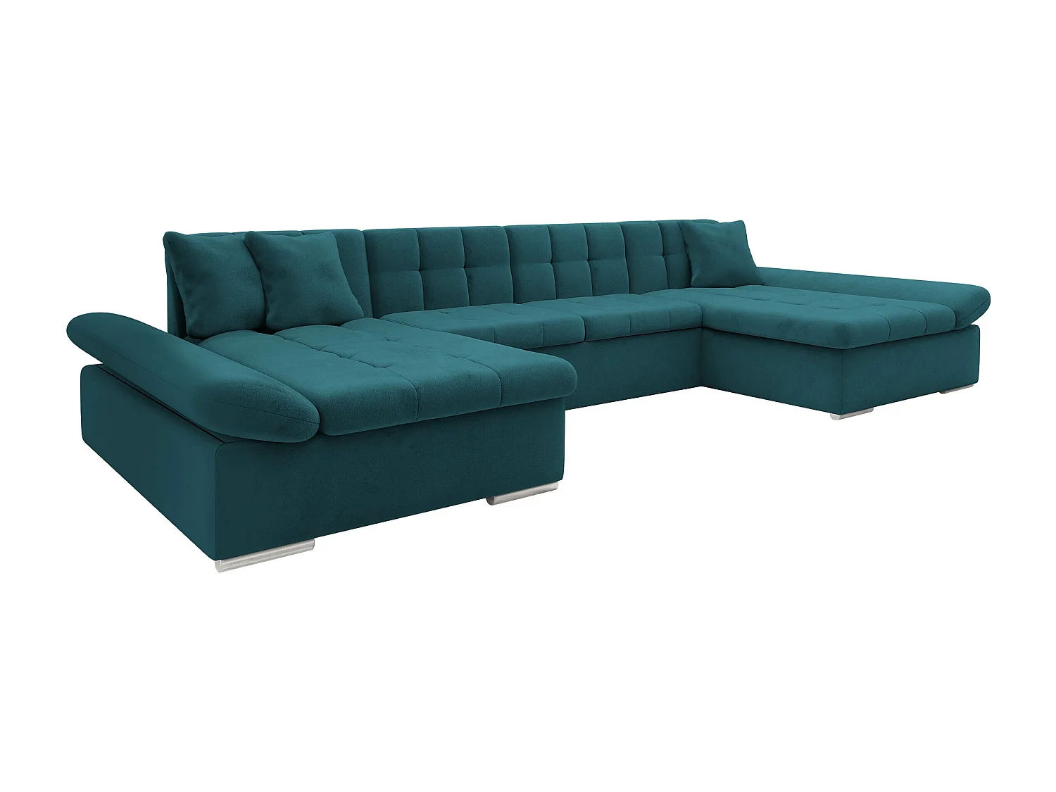 Sofá rinconero Comfivo 155, Turquesa, Función de descanso, Almacenaje, 360x160x75cm