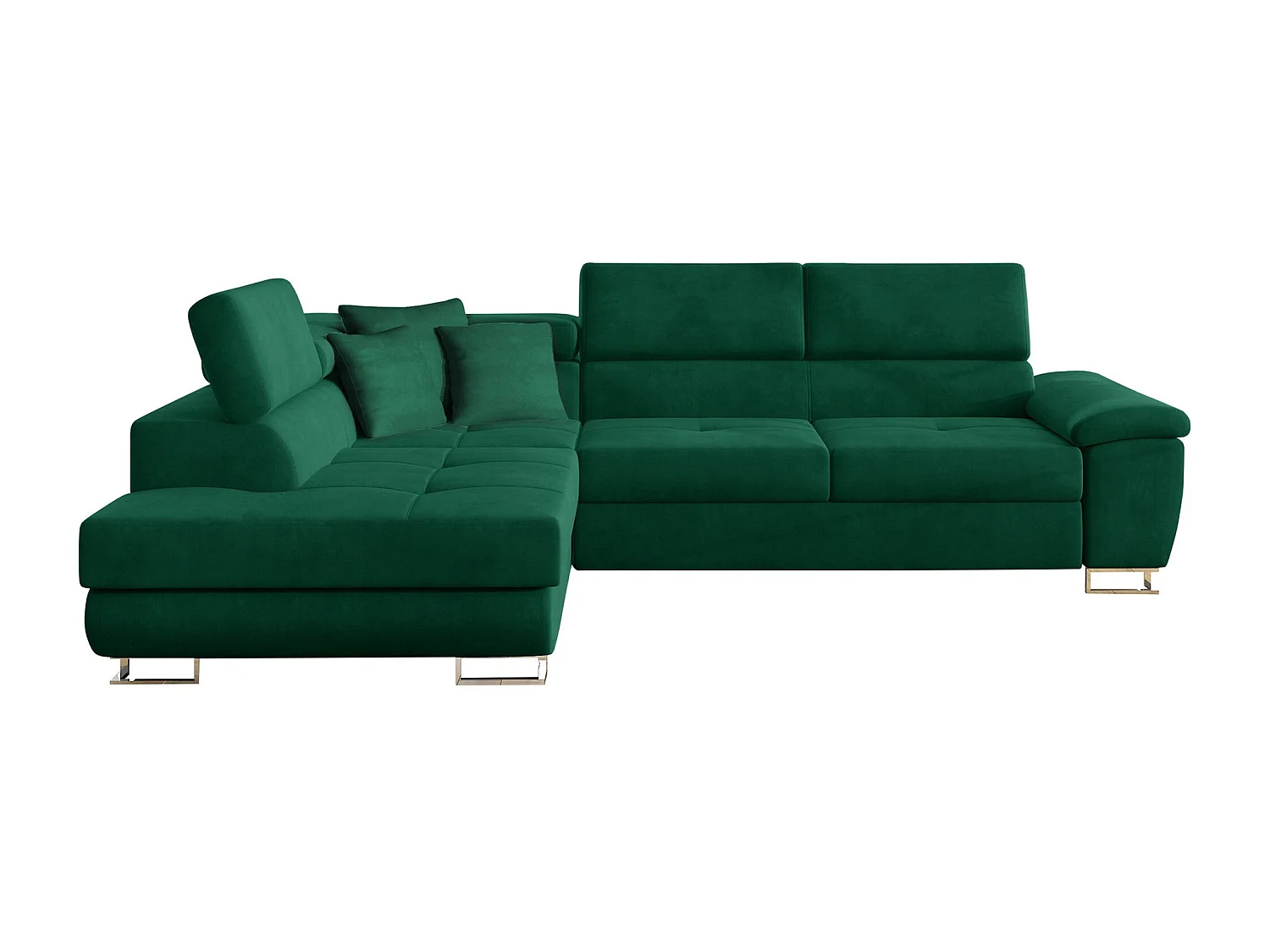 Sofá rinconero Comfivo 166, Verde, Función de descanso, Almacenaje, 270x202x71cm