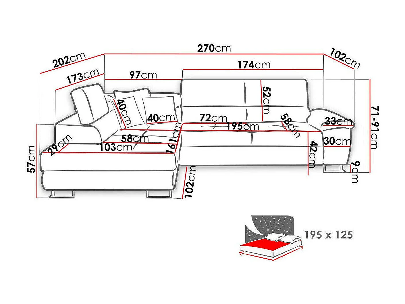 Sofá rinconero Comfivo 166, Verde, Función de descanso, Almacenaje, 270x202x71cm