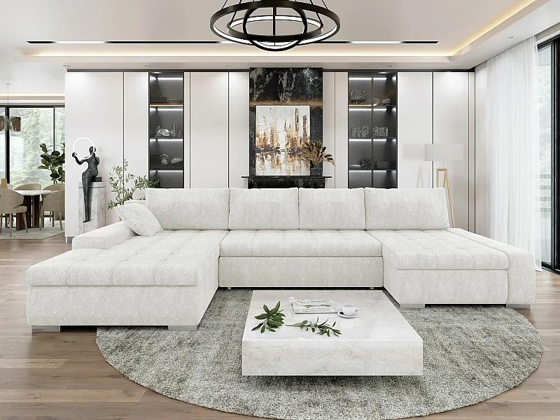 Canapé d'angle Comfivo 106, Brun clair, Disponible, 394x213x80cm