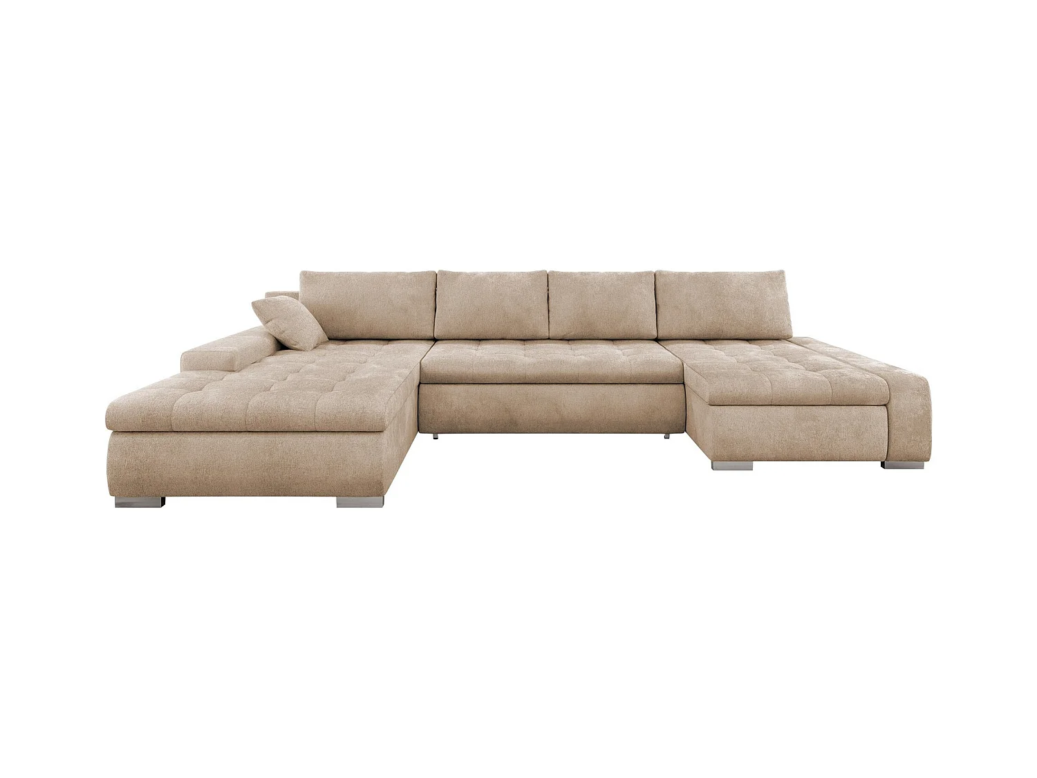 Sofá rinconero Comfivo 106, De color marrón claro, Función de descanso, Almacenaje, 394cm