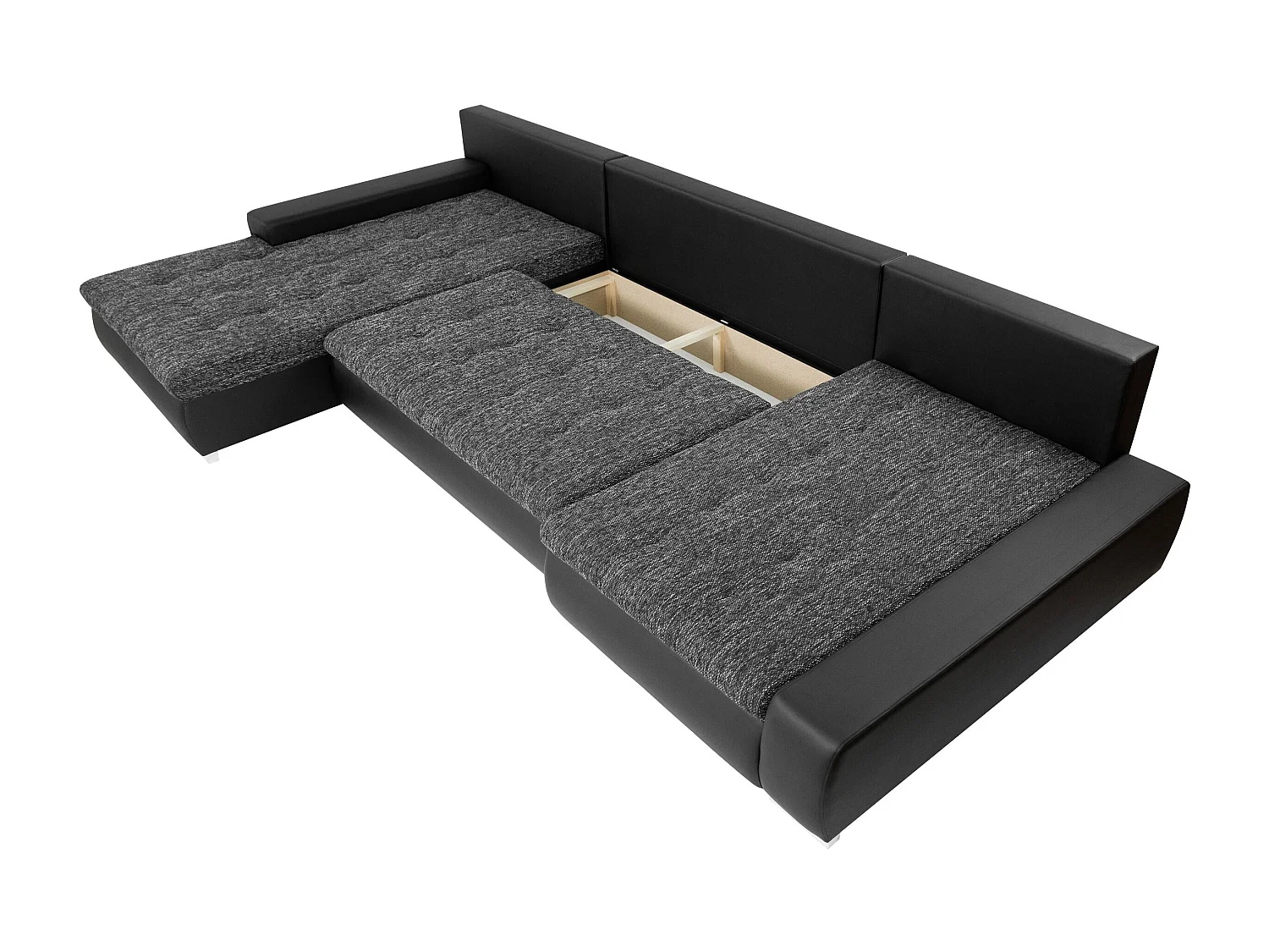 Canapé d'angle convertible 3 places en tissu rouge