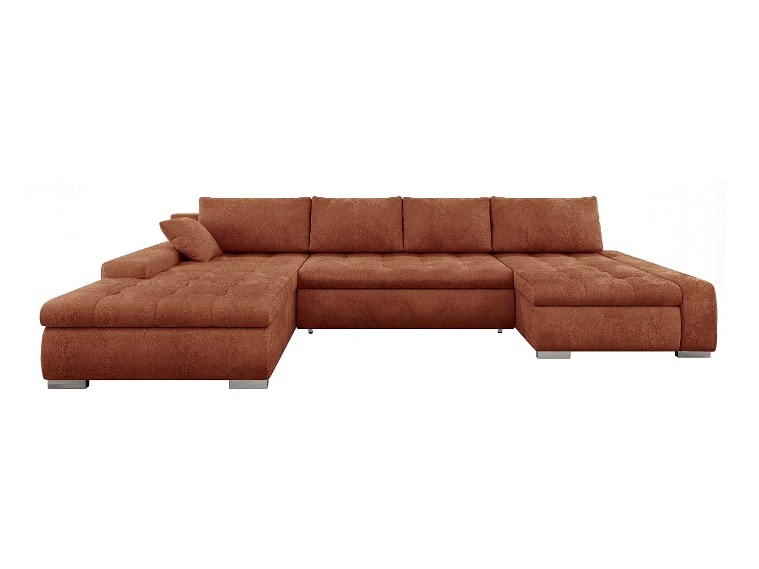 Canapé d'angle convertible 3 places en tissu rouge