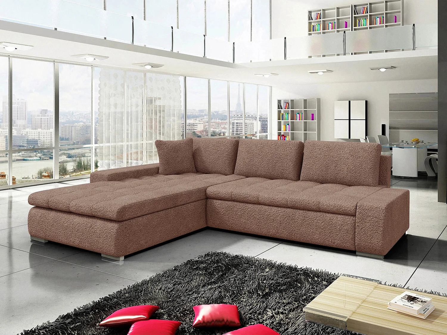 Canapé d'angle Comfivo 147, Marron, Disponible, 302x213x80cm