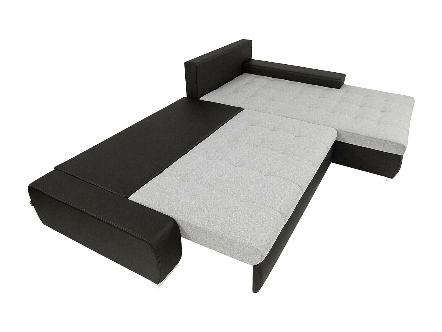 Canapé d'angle convertible 3 places en tissu rouge