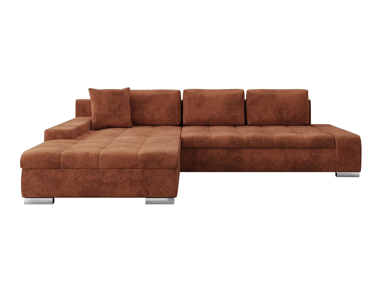 Canapé d'angle convertible 3 places en tissu rouge