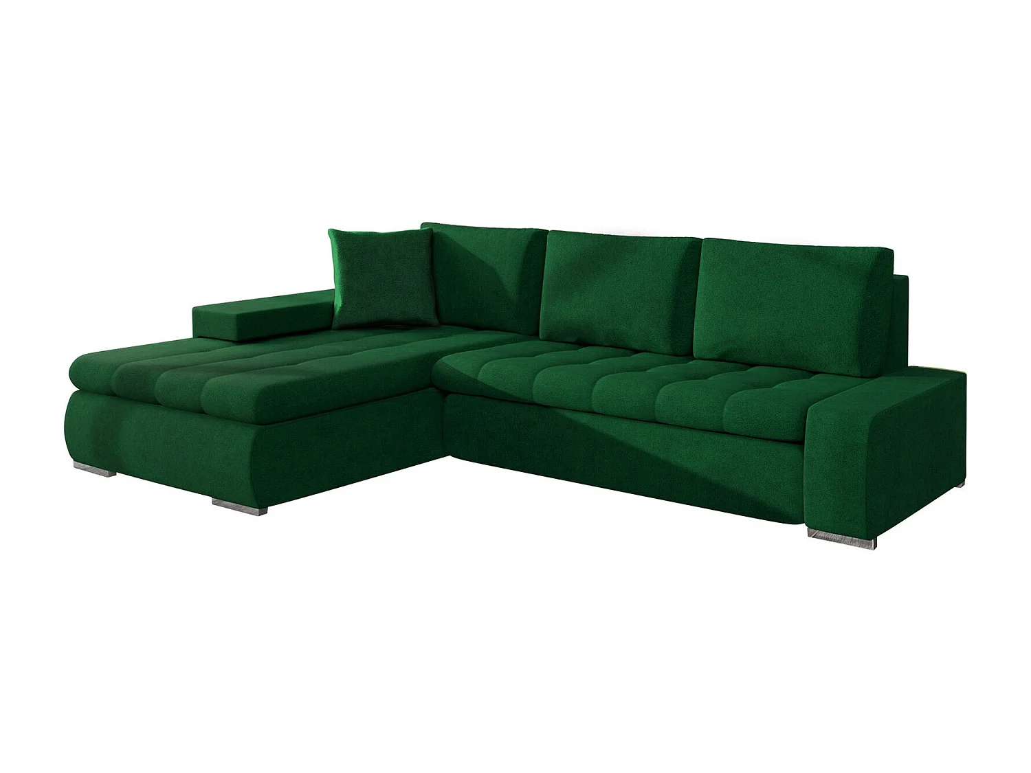 Sofá rinconero Comfivo 112, Verde, Función de descanso, Almacenaje, 265x185x85cm