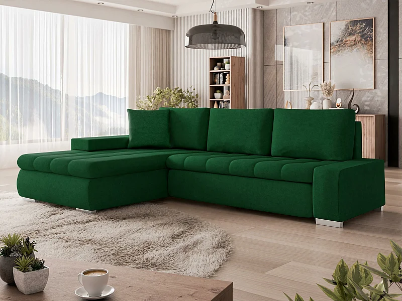 Canapé d'angle Comfivo 112, Vert, Disponible, 265x185x85cm
