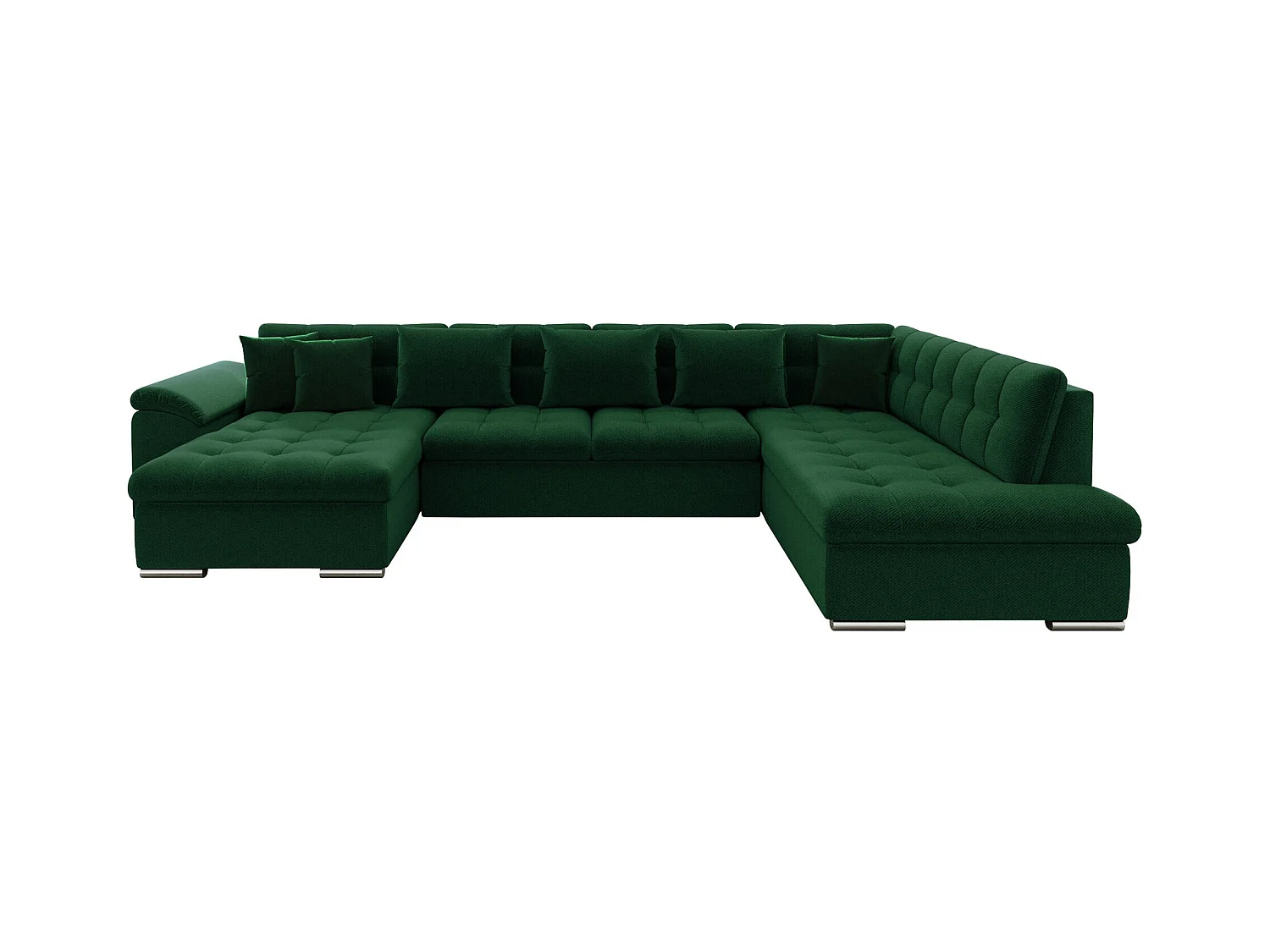 Canapé d'angle Comfivo 128, Vert, Fonction de couchage, 348x205x76cm