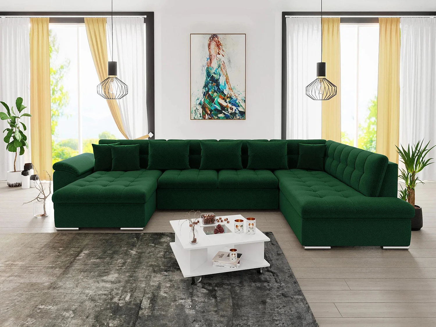Sofá rinconero Comfivo Gemma II, Verde, Función de descanso, 35x21x8cm
