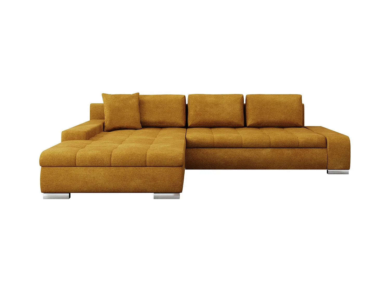 Canapé d'angle Comfivo 147, Jaune, Fonction de couchage, Boîte de literie, 302x213x80cm