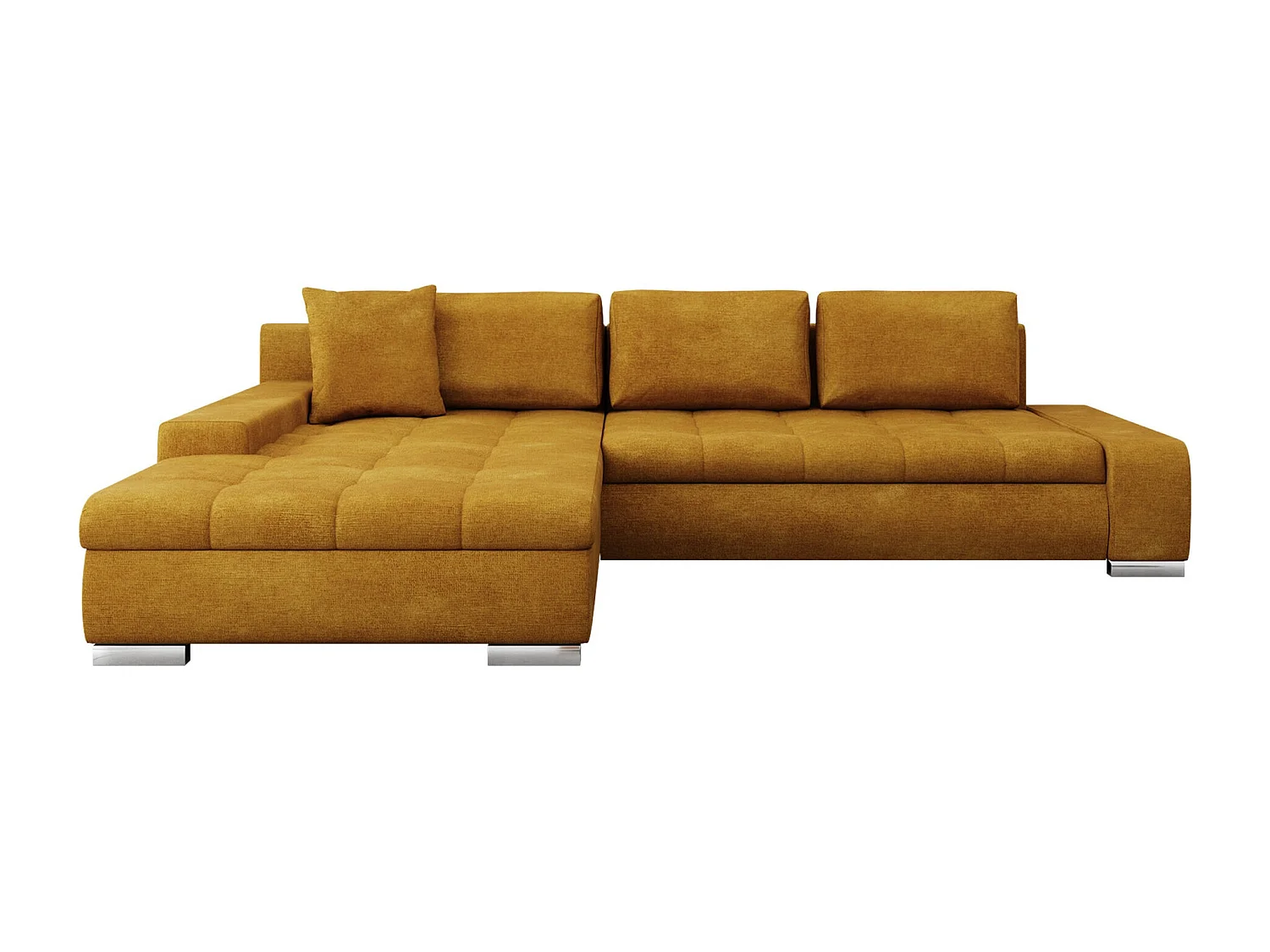 Sofá rinconero Comfivo 147, Amarillo, Función de descanso, Almacenaje, 302x213x80cm