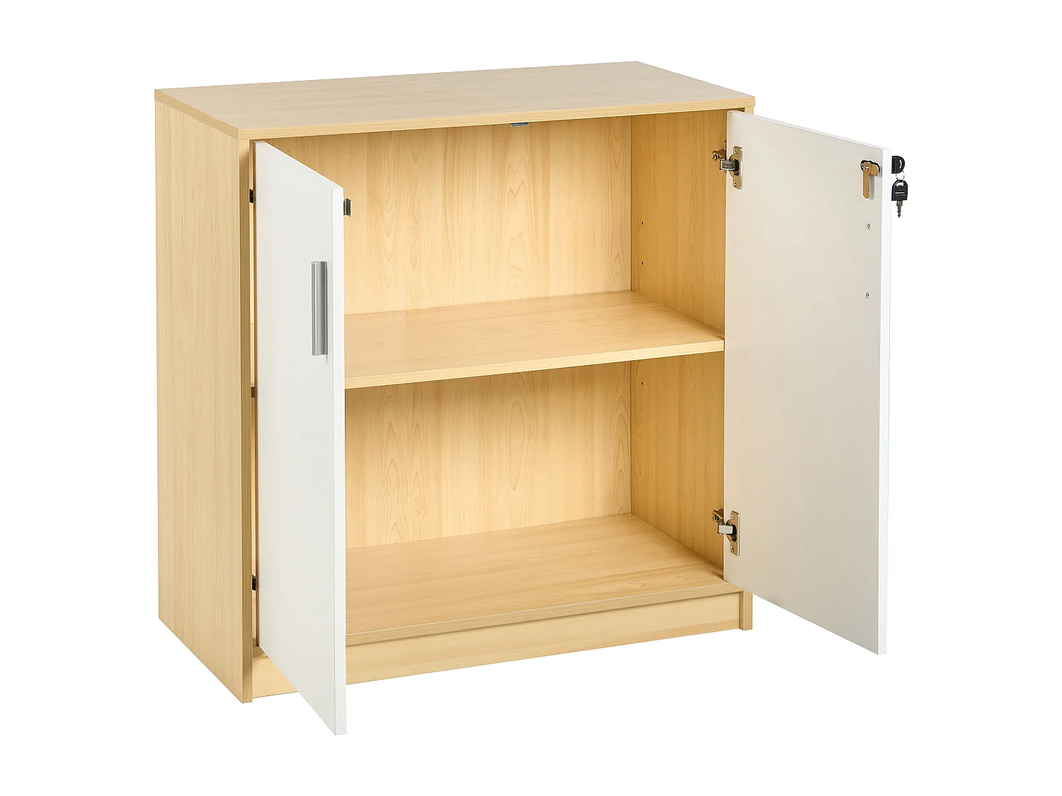 Meuble de rangement ZEHNA Marron clair/blanc