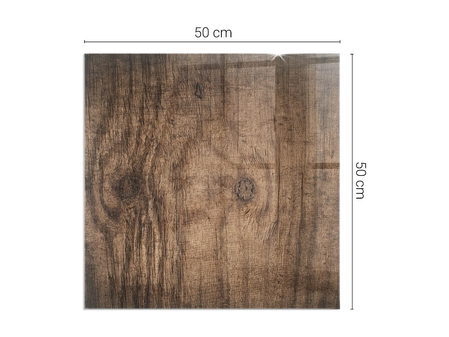 Plaque de sol en verre pour poêle - Carré - 50x50 - Modèle en bois naturel
